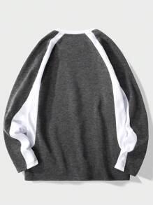 Claim Dot Nam Đồ họa Chữ cái Tay Raglan Áo nỉ - Màu xám đen - Xem 2