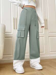 SHEIN EZwear Flap Pocket Side Cargo Pants - Multicolor - View 4