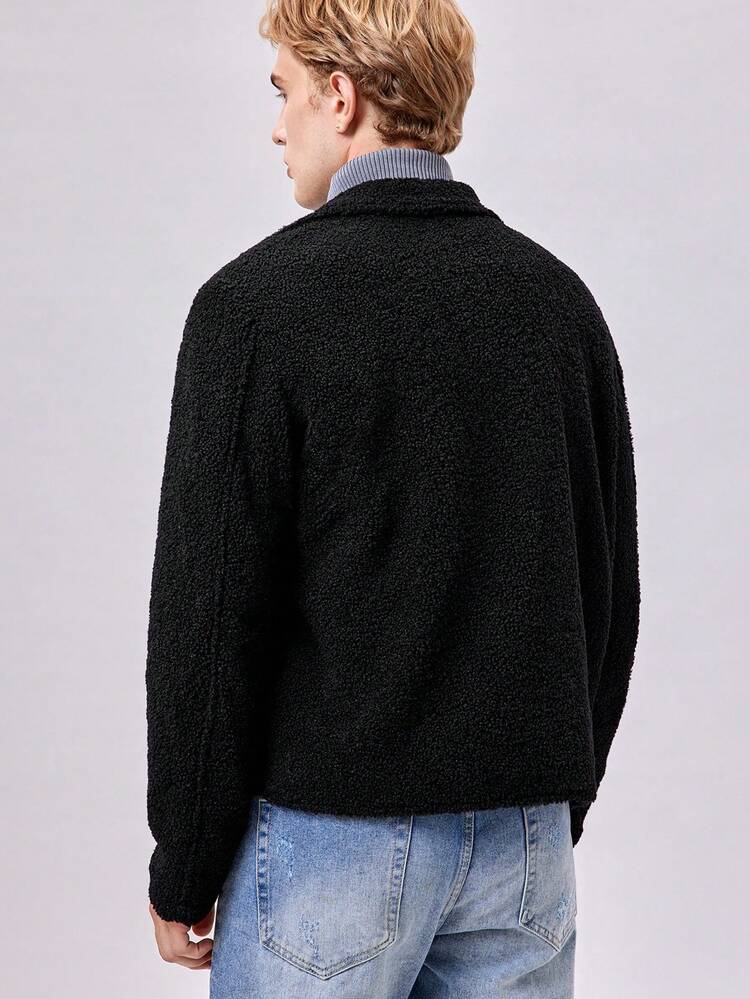 Men Zip Up Teddy Jacket, For Fall Winter