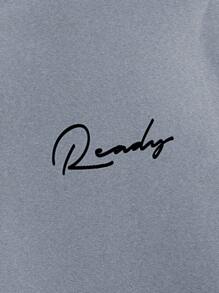 EURMUSE Men Letter Graphic Hoodie - Grey - View 4