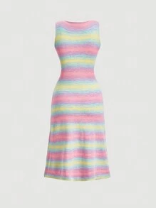SHEIN MOD Striped Pattern Sweater Dress - Multicolor - View 2