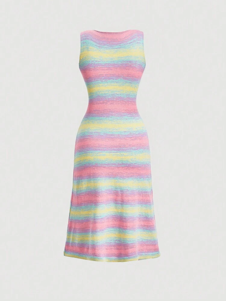 Striped Pattern Sweater Dress