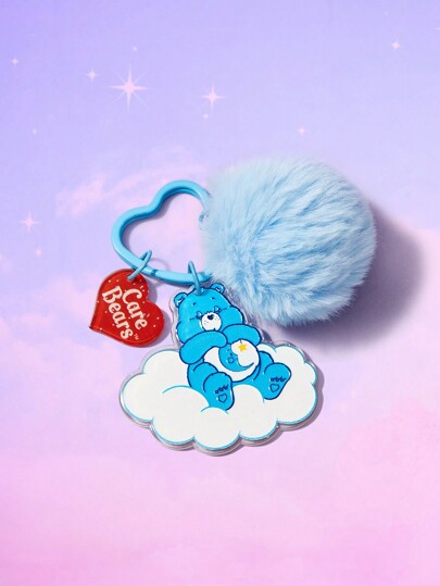 ROMWE X Care Bears 1 pièce Porte-clés avec pendentif ours en dessin animé et pompon, Saint-Valentin