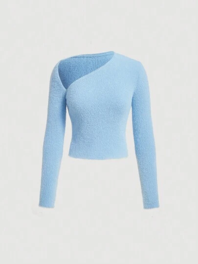 SHEIN MOD Jersey de cuello asimétrico puño con abertura