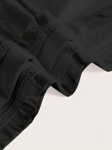 Flirla Talla grande Top de tirantes escote drapeado de espalda abierta con tira cruzada fruncido - Negro - Ver 3