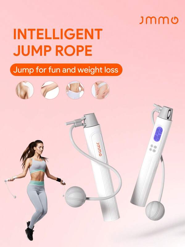 JMMO 高清 LED 显示屏智能健身跳绳、无绳跳绳、可调节无绳、加重健身跳绳、男女家用健身房锻炼