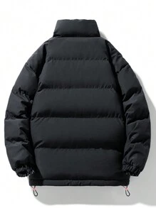 Men Paisley Print Reversible Drawstring Hem Zipper Padded Coat