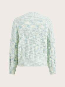 SHEIN MOD 段染落肩袖套頭毛衣 - 彩色 - 查看 2