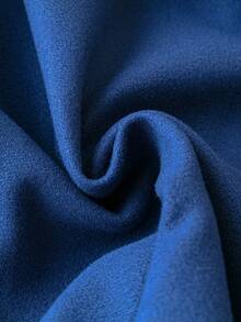 SHEIN LUNE 大碼西裝領拉鏈開襟花呢外套 - 藍色 - 查看 4