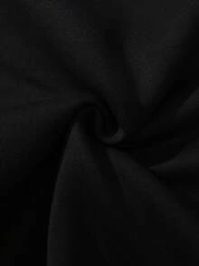 SHEIN EZwear Đồ họa Khẩu hiệu Lót nhiệt Áo nỉ - màu đen - Xem 6