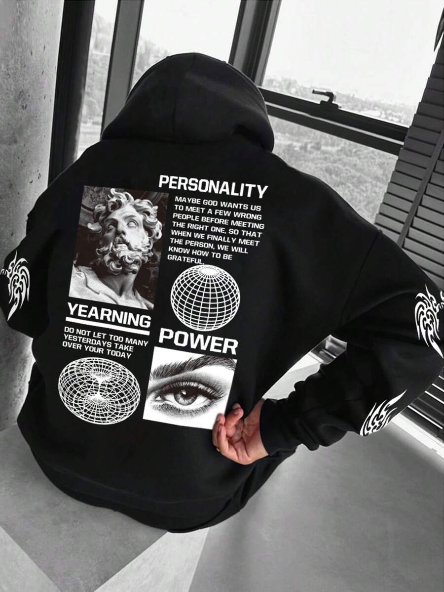 Manfinity Hypemode Loose-Fit Men's Hooded Sweatshirt With Sculpture ...