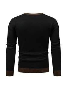 Manfinity Homme 男士撞色落肩袖套頭毛衣 - 彩色 - 查看 2