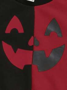 SHEIN Đứa bé trai Hai âm Halloween In biểu thức Áo nỉ - Nhiều màu - Xem 5