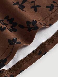 SHEIN MOD Floral Print Off Shoulder Bodycon Dress - Brown - View 4