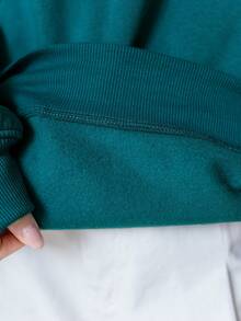 DAZY Slogan Graphic Drop Shoulder Sweatshirt - Teal Blue - View 4