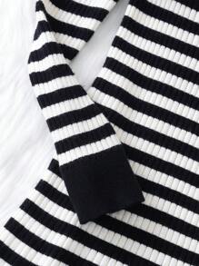 SHEIN Tween Girl Striped Pattern Sweater Dress - Beige - View 6