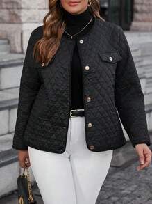 SHEIN Clasi 大碼翻蓋細節絎縫外套