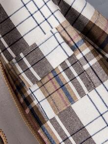 SHEIN 男小童格紋印花加絨內裏連帽外套不帶T恤