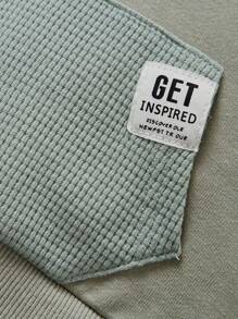 Cozy Pixies Bé trai Thư được vá Tay Raglan Áo Hoodie & Quần thể thao - Màu Khaki - Xem 5