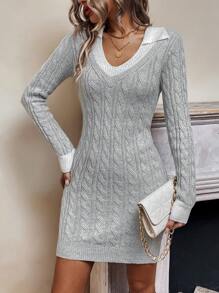 SHEIN Unity Cable Knit Sweater Dress