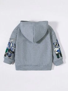 SHEIN Young Boy Cartoon Graphic Hoodie