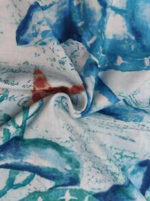 Plus Size Women's Sleeveless Beach Dress, Turtle & Starfish Print, Short Knit Fabric, Suitable For Summer Beach Vacation - Baby Blue - View 6