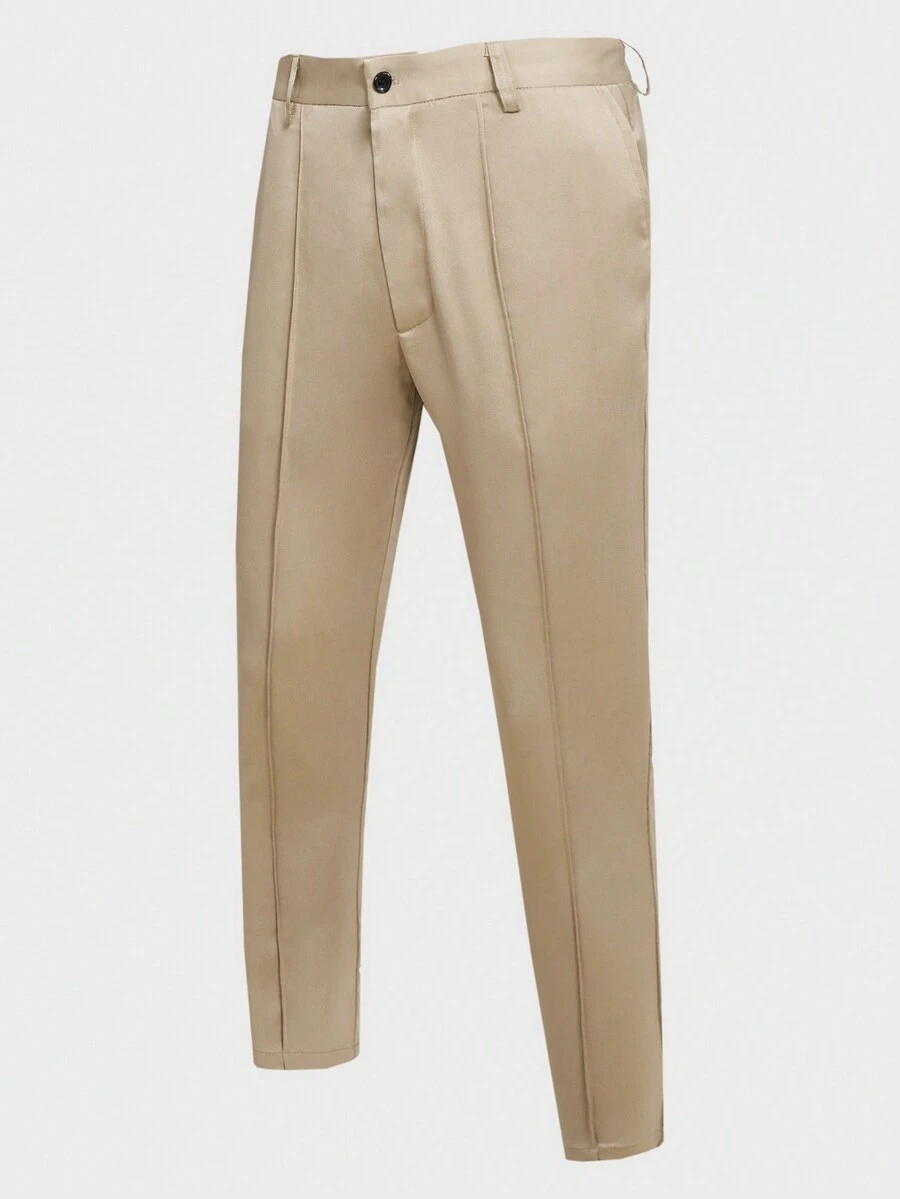 GENTILAND 男士純色梭織長褲 - 杏色 - 查看 1