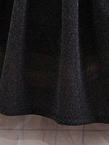 SHEIN Tween Girl Asymmetrical Neck Bow Front Gown Dress - Black - View 3