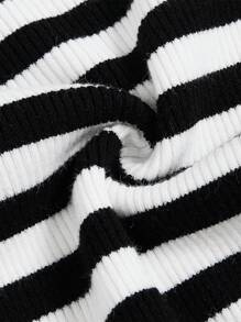 SHEIN BASICS Striped Pattern Square Neck Sweater Dress - Multicolor - View 8