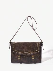 SHEIN VCAY Women's Shoulder Bag With Adjustable Strap, Flip Cover, Brown, Soft Pu Leather Material, Simple & Fashionable Design, Multifunctional & Large Capacity - Brown - View 2