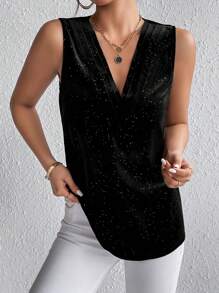 Zolique V Neck Tank Top - Black - View 5