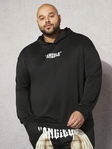 GENTILAND Men Plus Wings Print Hoodie - Black - View 2