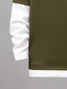 SHEIN Tween Boy Letter Patched 2 In 1 Tee - Army Green - View 5