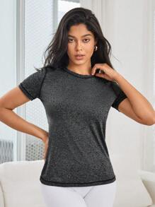 Powerista Slogan Graphic Sports Tee Gym Women Shirts - Black - View 3