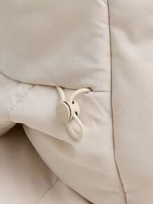 Letter Embroidery Hooded Zip Up Down Coat