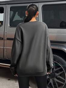 EURMUSE Figure Graphic Drop Shoulder Sweatshirt - Black - View 2