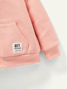 Cozy Pixies Bebé niña Cazadora con diseño de parche de letra con forro térmico con cremallera con capucha