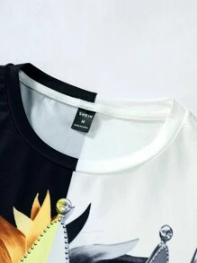 Manfinity Nam Sư tử & In thư Áo thun - Nhiều màu - Xem 4