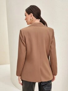 Seusyu Lapel Neck Double Breasted Blazer - Brown - View 2