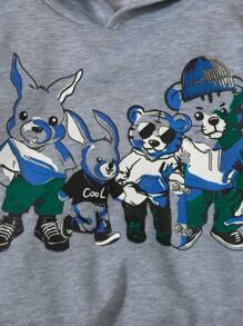 SHEIN Young Boy Cartoon Graphic Hoodie