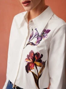 MOTF PREMIUM FLORAL PRINT BUTTON-UP SHIRT