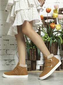 冬天孩子們的時尚黃色的短靴帶