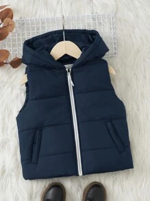 SHEIN 男小童連帽羽絨背心大衣