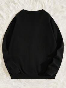 SWAVVY Men Letter Heart Pattern Drop Shoulder Cardigan Chunky Graphic Black Urban Fashion Drop Shoulder Cardigan, For Husband, Boyfriend Gifts, For Fall Winter - Black - View 2