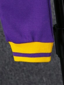 SHEIN 男小童字母圖案條紋飾邊二合一衛衣和衛褲 - 彩色 - 查看 6