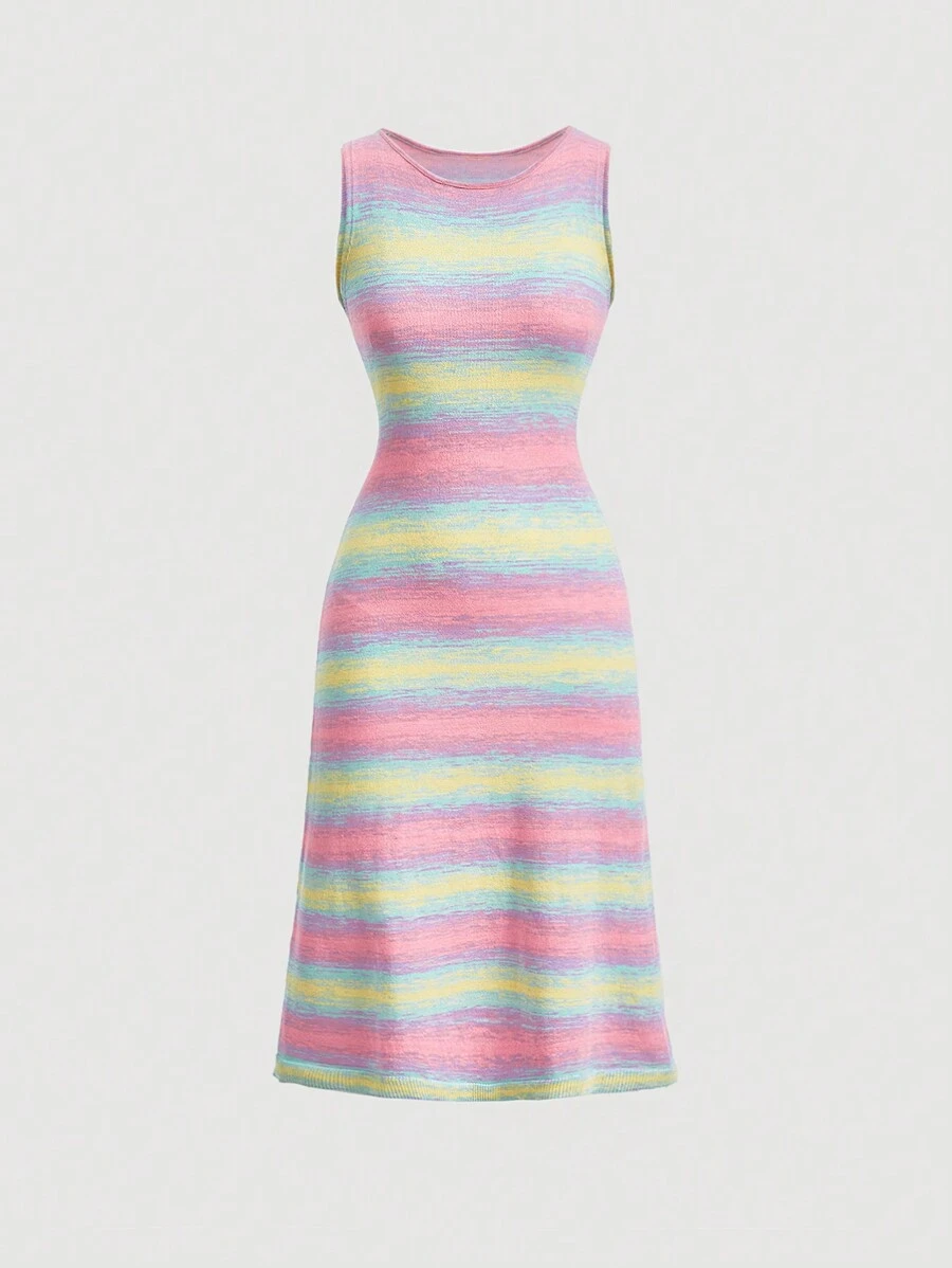 SHEIN MOD Striped Pattern Sweater Dress - Multicolor - View 1