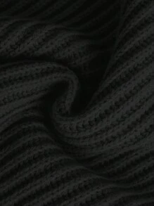 SHEIN Leap Crew 青少年女孩高領落肩袖套頭毛衣