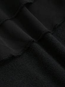 FRIFUL 網紗拼接挖肩荷葉邊T恤 - 黑色 - 查看 6