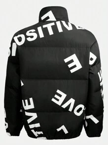 Manfinity VCAY Oversized Men's Letter Print Zip-Up Winter Coat