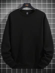 RueChic Men Letter & Figure Graphic Drop Shoulder Sweatshirt - Black - View 4